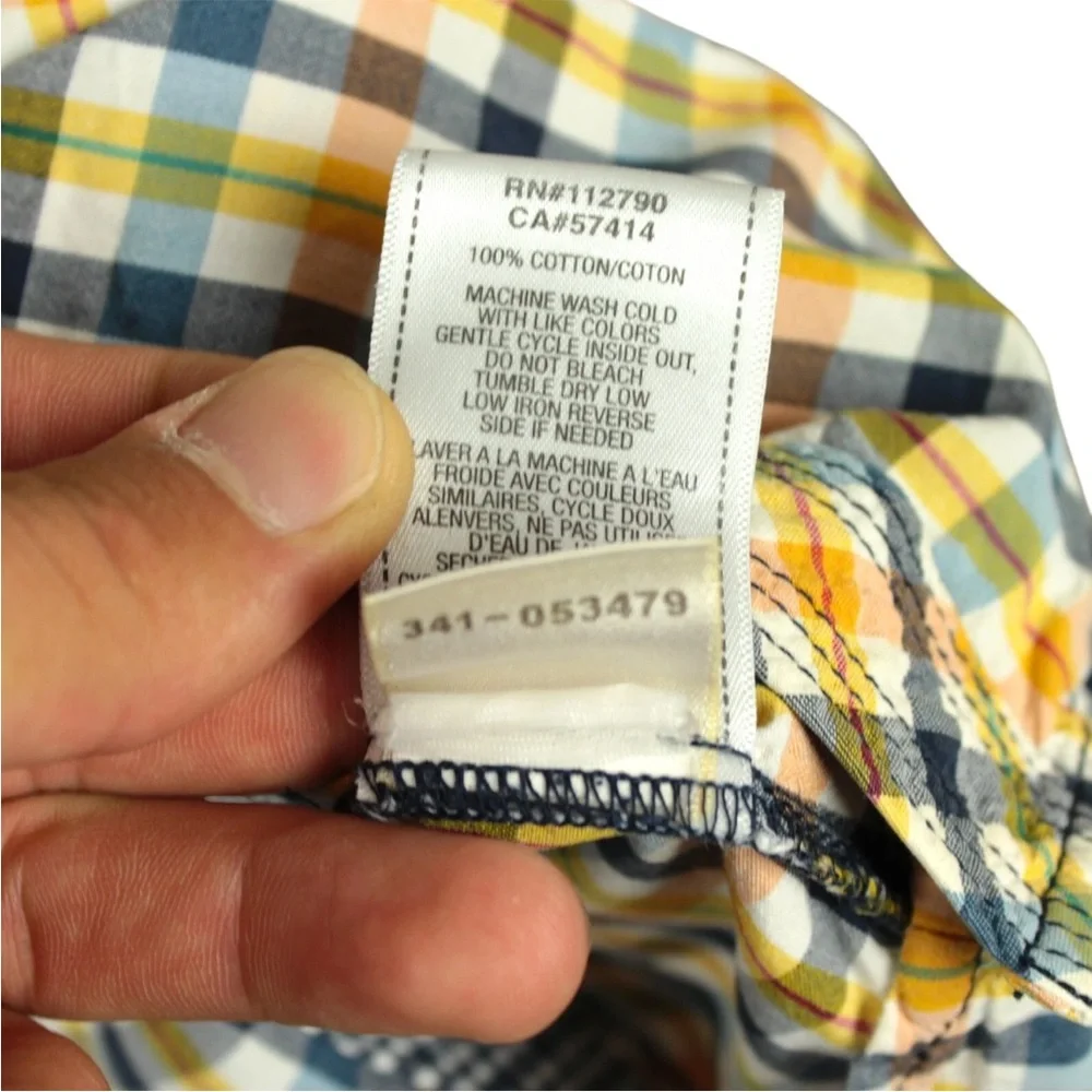 True Religion Men Western Plaid Pearl Snap Short Sleeve Shirt size S Yellow